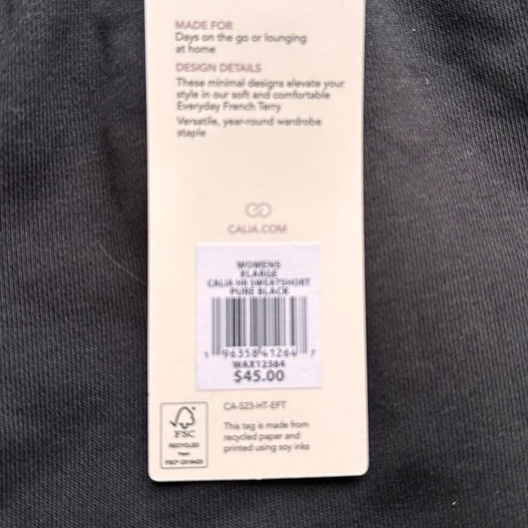 NWTs Calia by Carrie Underwood High Rise French Terry shorts size XLarge - black - Picture 2 of 6